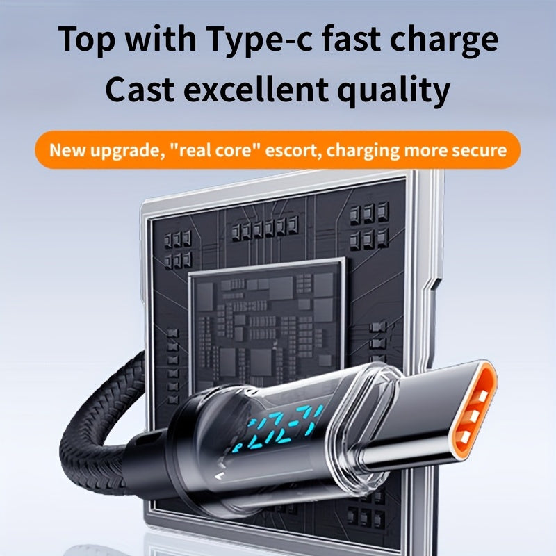 Super Fast Charging Cable-120W, USB Type-C, Type-C to Type-C Charging Cable with LCD Display, Real-Time Power Digital Display